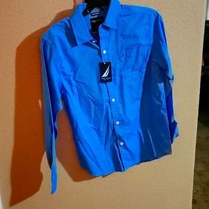 Boys Azure Blue Nautica button up Brand new
